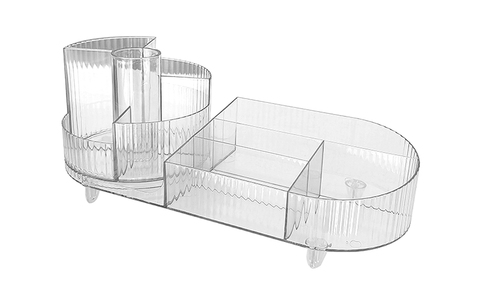 360° 旋转化妆品收纳盒 透明多格桌面整理箱 💄源头工厂直供 | 全平台一件代发