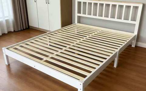 🌿 北欧风实木床架 | 简约白色松木床架 租房家用优选  源头工厂直供