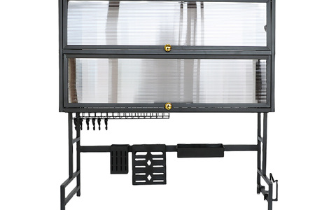 水槽上方带门防尘置物架 厨房多功能沥水收纳架 🧺现货秒发 💥