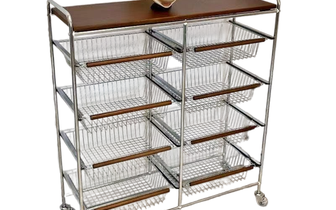 📦 日式多层抽拉收纳柜｜可移动金属置物架 厨房 / 客厅通用款