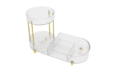 轻奢亚克力旋转收纳架｜桌面美妆杂物的精致整理方案