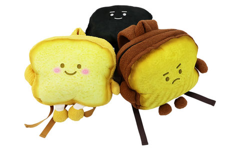 🍞 卡通吐司毛绒双肩包｜可爱表情儿童背包 源头工厂直供